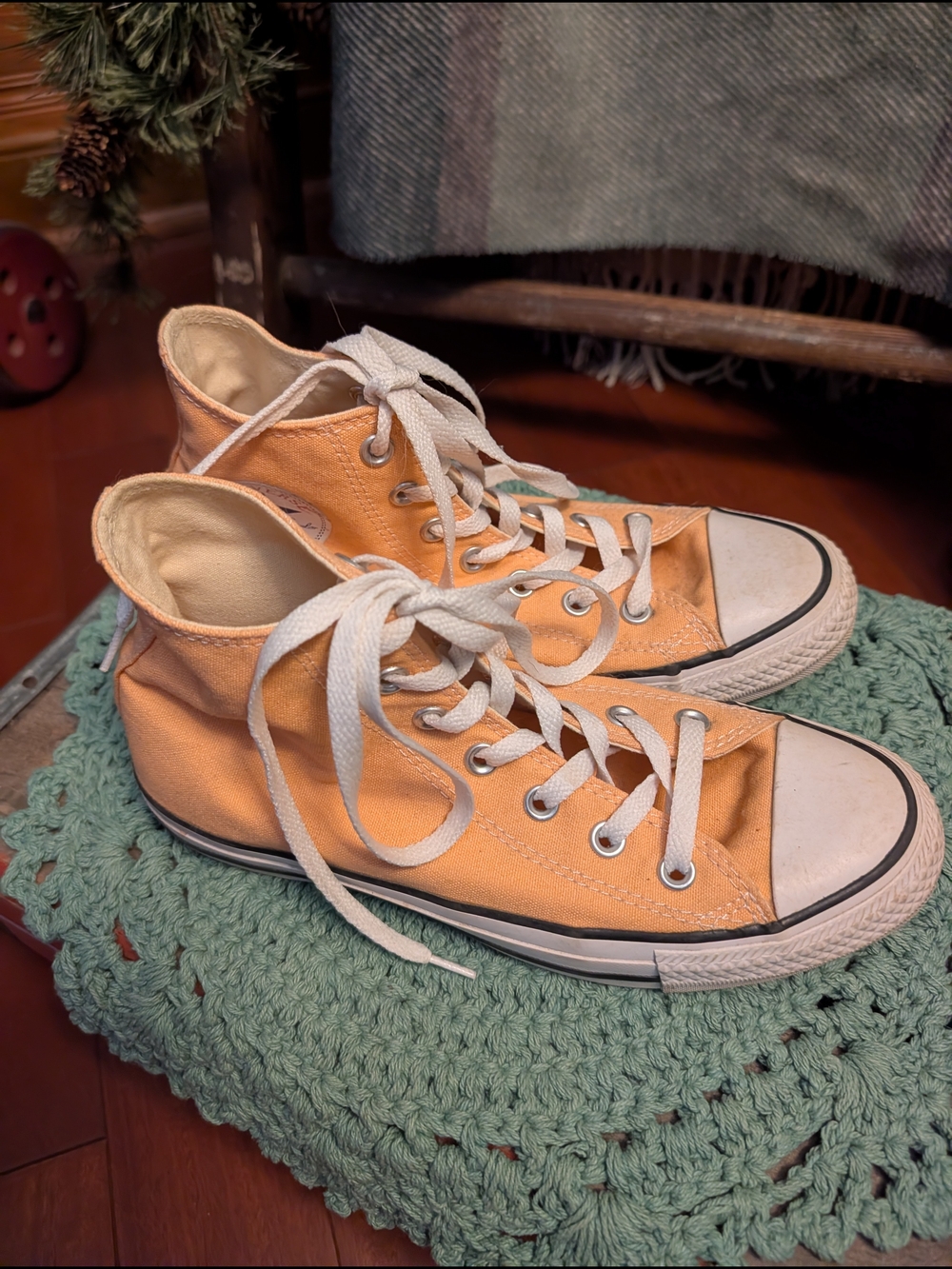 Converse High Top Sneakers in Light Orange/Peach